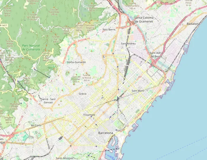 Mapa de posiciones en Google Maps en Barcelona