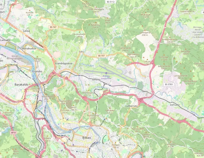 Mapa de posiciones en Google Maps en Bilbao