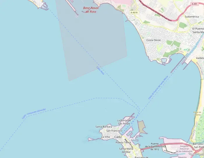 Mapa de posiciones en Google Maps en Cádiz