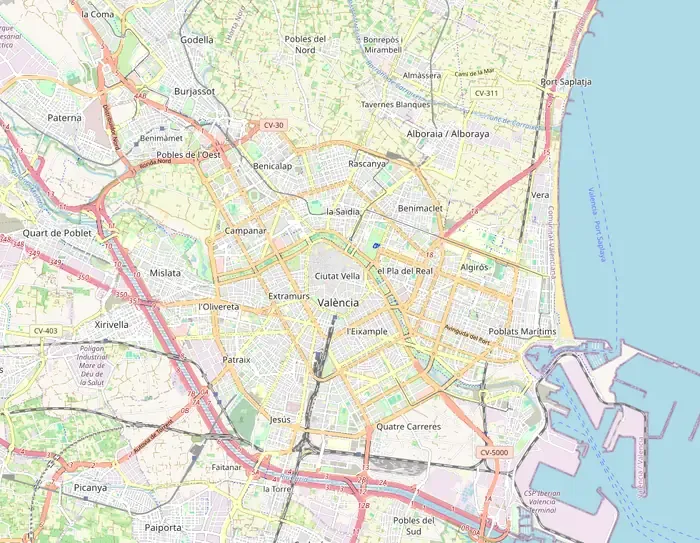 Mapa de posiciones en Google Maps en Valencia